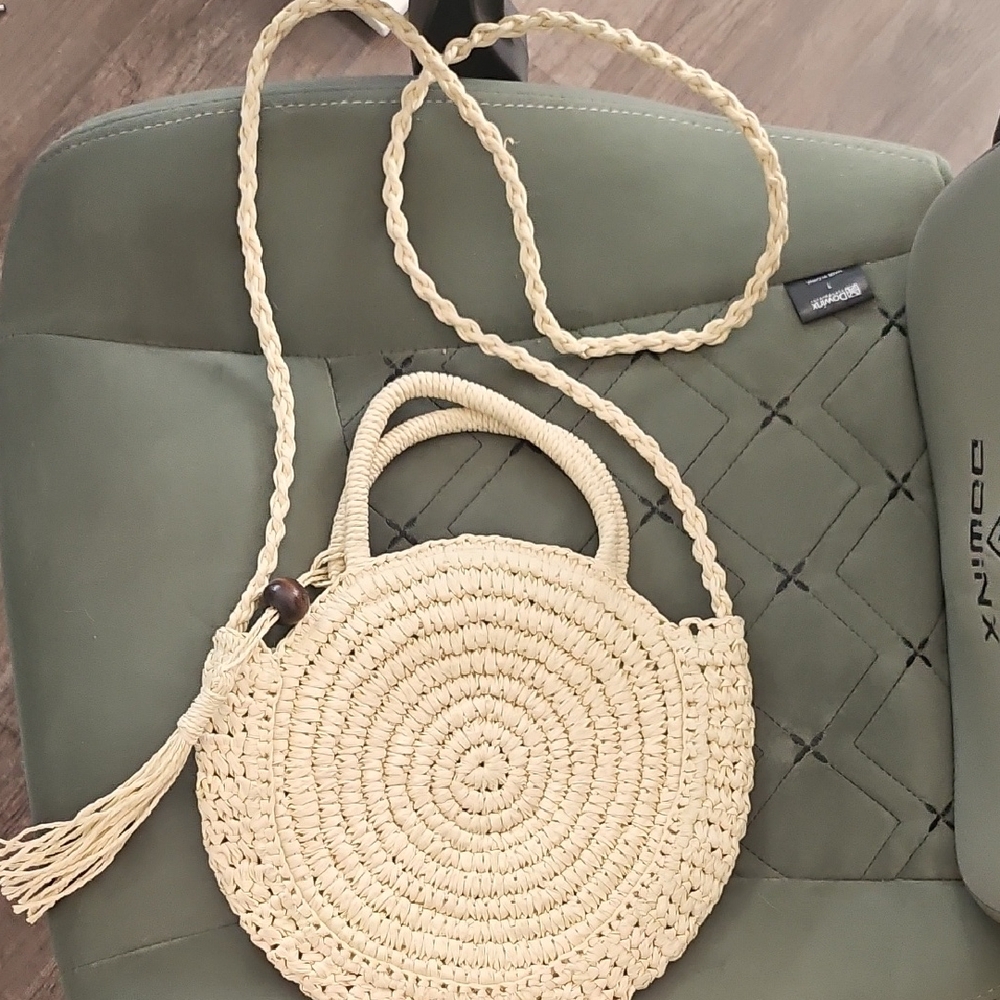 Stylish Cream Woven Round Bag